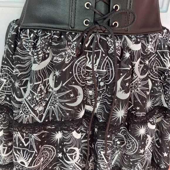Killstar New Moon layered goth witchy skirt w/corset lacing waist band! SOLD! - Picture 11 of 11